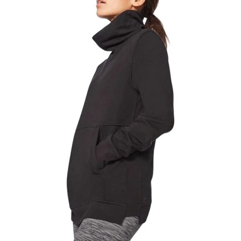 Lululemon Black Press Pause Pullover Funnel Neck Sweater Womens Size 8